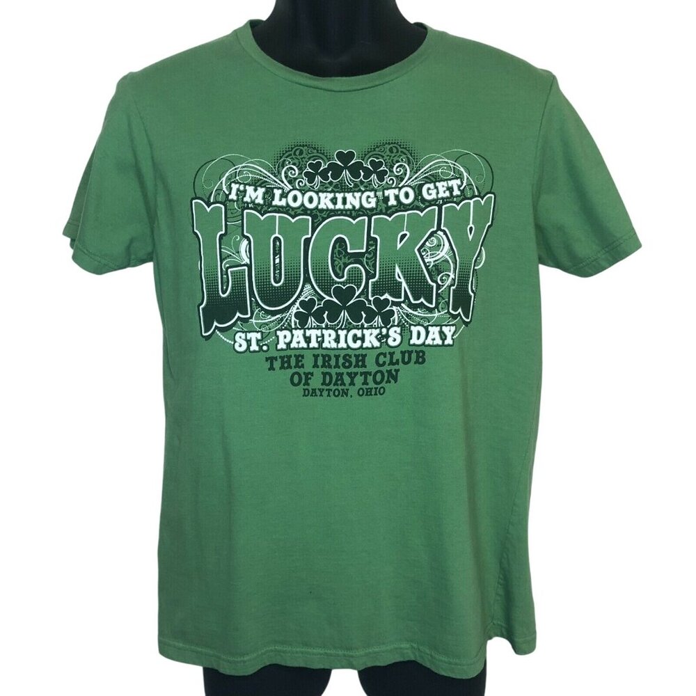 Irish Club 🍀of Dayton Womens Green Graphic Print Short Sleeve T-shirt Size M
